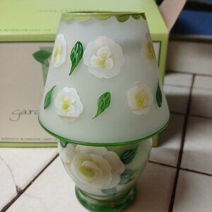 Vintage Avon Home Fragrance Gardenia Blossom 3 pc. Lamp Candle Jar 2004